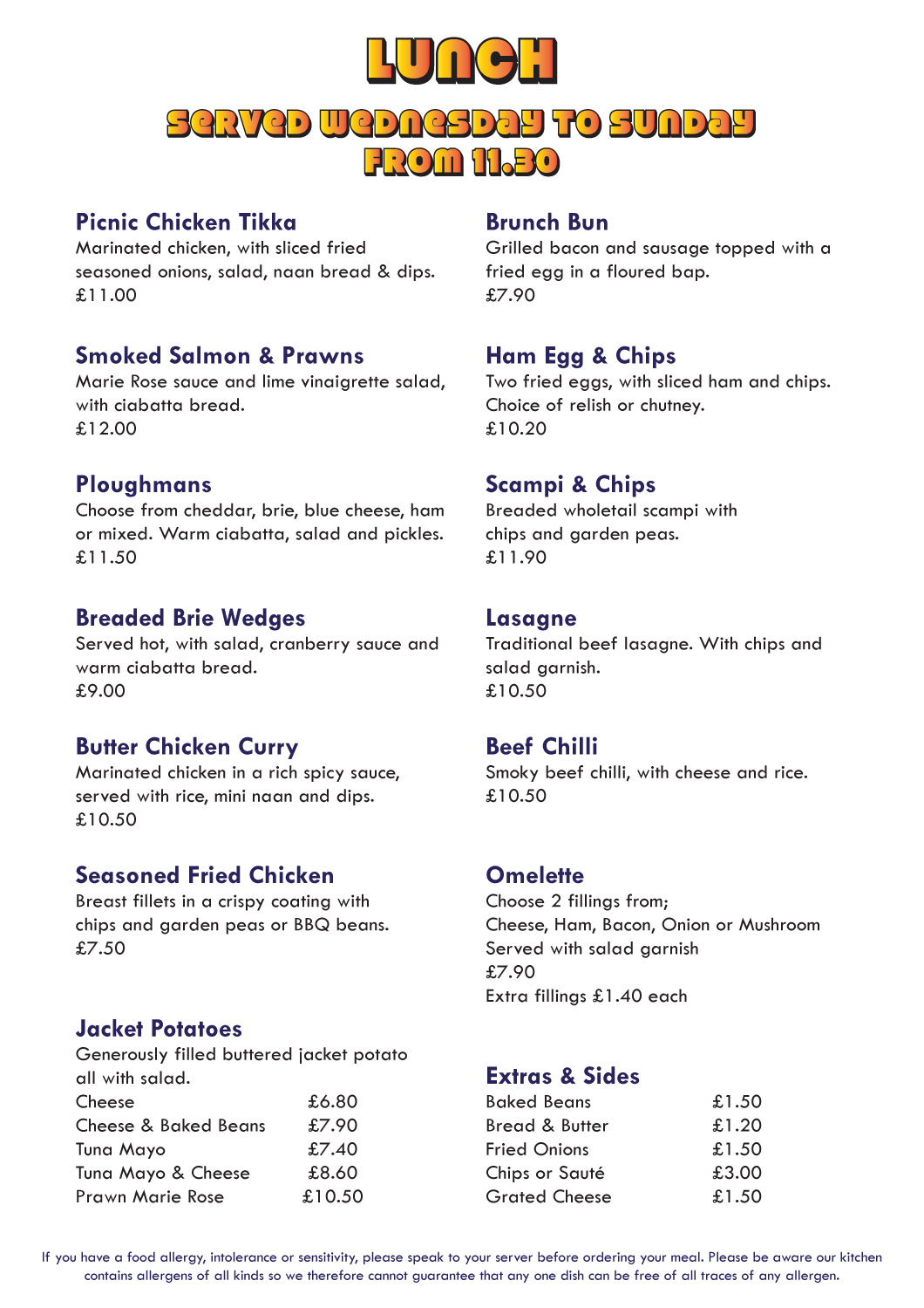 Menus Picnic Cafe Bistro